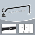 Gtongoko 2 Pack 15 Inch Plant Hangers Outdoor Metal, Plant Hooks for Wall Indoor, Outdoor Hooks for Hanging Bird Feeders, Plant Bracket, Lanterns, Wind Chinme, Black