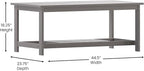 BizChair Two Tiered Commercial Grade Adirondack Coffee Table - Gray Finish Poly Resin Wood - All-Weather - Slatted Shelf Design