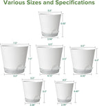 GARDIFE 2026 Upgraded Self Watering Plant Pots with Drainage Hole, 7/6.5/6/5.5/5/4 Inch Flower Planting Containers for House Plants, African Violet, Flowers, Cactus (White, 7+6.5+6+5.5+5+4 inch)