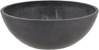 PSW Pot Collection M20DCB 8-inch Plastic/Stone/Wood Composite Low Bowl Planter – No Drainage Hole (Drillable), Shallow Indoor/Outer Pot for Succulents, Bonsai, Fairy Gardens, Herbs, Dark Charcoal