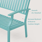 Outdoor Bench Weatherproof Aluminum Patio Garden Bench, Patio Loveseat for Porch Garden Lawn Backyard Park Balcony(Light Blue, 1PC)