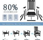 Oversized Rocking Chair, Outdoor Rocking Chair for Adults, All Weather Resistant Porch Rocker for Lawn Garden, Black