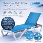 Kozyard Outdoor Chaise Lounge Chair, Full Flat Adjustable Patio Lounger with Aluminum Frame & Resin Legs, Textilene Fabric for Poolside, Backyard & Beach (Aqua/WhiteFrame, Chair + Table)