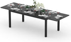Outdoor Expandable Dining Table 71"-106" Aluminum Patio Dinner Table for 8-10 Person, Rectangular Metal Collapsible Tables with Umbrella Hole, Patio Tables with Extendable Top for Garden, Backyard