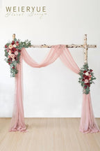 Artificial Flowers Arch Swag Kit with Chiffon Drape, Cream Red, 3-Piece