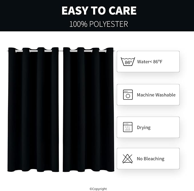 Outdoor Indoor Curtains W52 x L72 for Patio - Weather-resistant Window Panels Privacy Protect Grommet Top Thermal Insulated Home Curtain for Porch Pergola Lawn Garden Hot Tub Area (2 Panels)