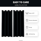 DIVA EN CAMINO DEC Outdoor Patio Curtain Waterproof Darkening Thermal Insulated Indoor Curtains for Bedroom, Porch, Living Room, Pergola, Cabana, W52 x L63, Black, Set of 2 Panels