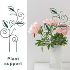 Decorative Metal Plant Trellis for Indoor Potted Plants – Leaf Shape Vine Support Stakes with 6 Plant Clips, Black/Green/Gold Garden Trellises for Climbing Plants, Vines (Black+Green+Gold 3pcs)