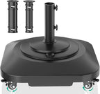 Umbrella Base with Wheels, Umbrella Stand Base Heavy Duty 100lb Windproof, Fillable Umbrella Base Mobile Square Umbrella Stand Outdoor Base for Patio, Deck, Poolside, Lawn, Fits Most Sized Umbrellas