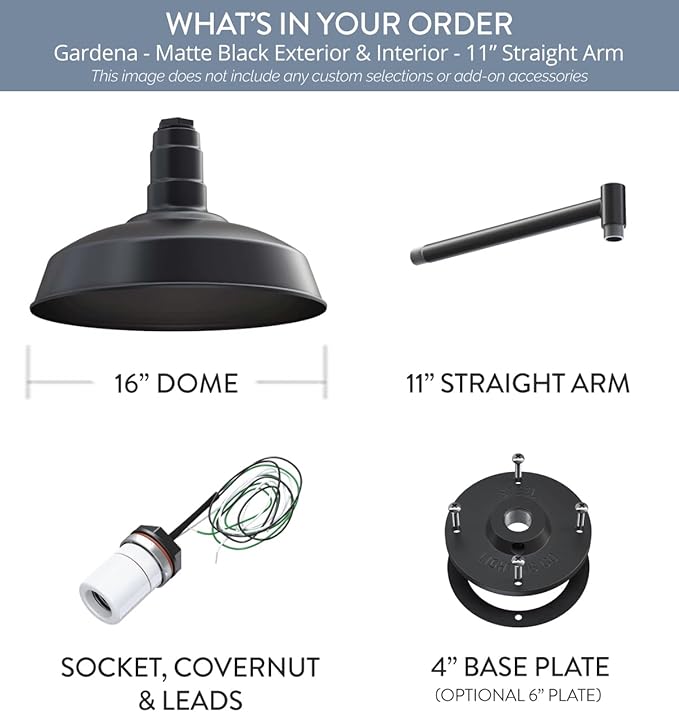 Wall Light Barn Sconce with 16-Inch Dome in Matte Black Steel