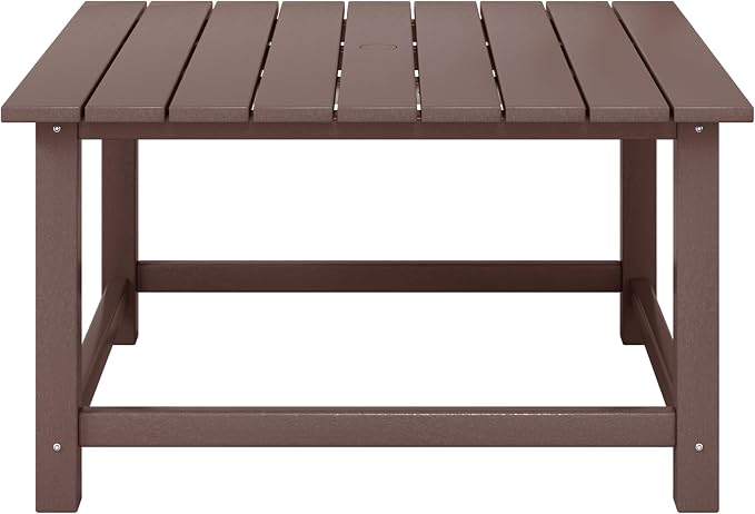 Coffee Table for Patio, 30.75-Inch Square HDPE in Dark Brown