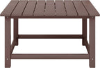 Coffee Table for Patio, 30.75-Inch Square HDPE in Dark Brown