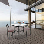 VINGLI Glass Patio Table with Umbrella Hole, 32" Square Outdoor Dining Table Steel Tempered Glass Patio Tables Outdoor Tables for Balcony Garden Deck