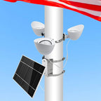 Solar Flag Pole Light, 3 Super-Spotlights LEDs, Adjustable Metal Clamps Fits 2-6''Flag Poles, IP65 Waterproof Outdoor Solar Powered Flagpole Lights, 360 Degrees of Flag Illumination, White