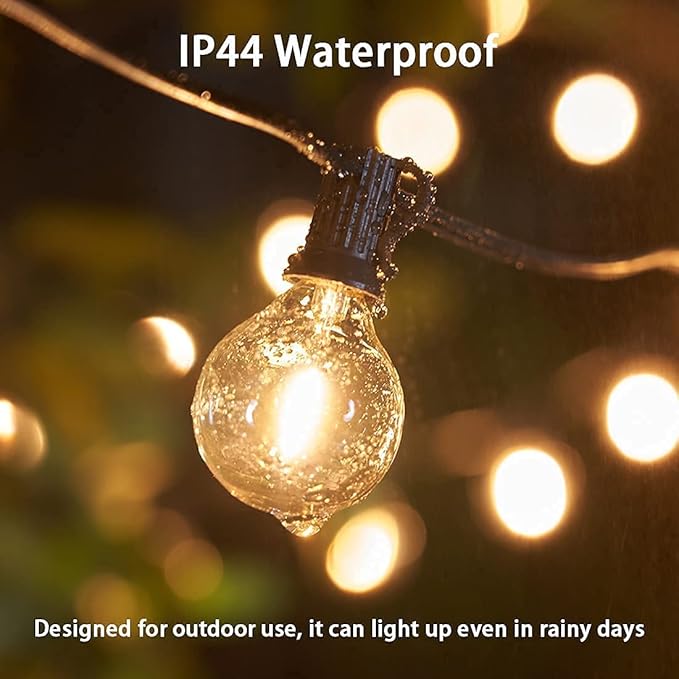 String Lights 50 ft Shatterproof LED Globe Bulbs, Warm White, 52 Count