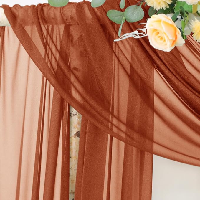 Outdoor Curtain Panel Sheer Chiffon Terracotta 29 x 236 Inch