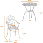 Patio Bistro Set of 2, Cast Aluminum, Outdoor Set w/Umbrella Hole, 3 Piece - Image 2