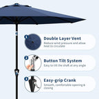 Garvee 10FT Patio Umbrella - Outdoor Table Umbrella with Smooth Crank Lift, Push Button Tilt and 8 Sturdy Ribs - Market Umbrella UV Protection Waterproof for Pool, Deck, Yard, Garden (Navy Blue)