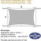 Cool Area Sun Shade Sail 12x16FT Rectangle Shade Canopy Outdoor Sunshade for Patio Backyard Garden, Dark Grey