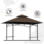Grill Gazebo Replacement Canopy Top - AONEAR 5'x8' Outdoor BBQ Tent Roof Cover Double Tiered Outdoor Grill Shelter Fit for Model L-GG001PST-F (Brown)
