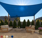 GORILLA GRIP Heavy Duty Sun Shade, UV Protection Fade Tear and Rust Resistant Rectangle Sunshade Canopy, Curved Edges Blocks Sunlight, Breathable Sail, Outdoor Patio, Lawn Garden 12x16 FT Blue
