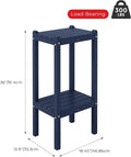 Side Table, 2-Tier Outdoor HDPE Patio End Table in Navy Blue