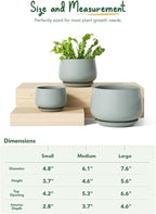 LE TAUCI Plant Pots for Indoor Plants, 4.1+5.1+6.5 inch, Set of 3, Ceramic Planters with Drainage Hole and Saucer, Indoor Flower Pot with Hole Mesh Pad, Gifts for Mom, Reactive Glaze Blue Gray