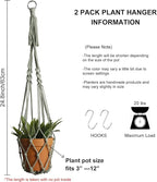 Artilady Macrame Hanging Planter for Indoor Plants, Boho Woven Plant Hanger Large Hanging Flower Pot Holders Outdoor Baskets Storage No Tassels Sage Green Wall Decor (Sage Green-2pcs)