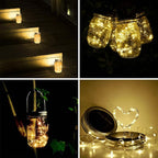 Solar Mason Jar Lid String Lights, Warm White, 8 Pack