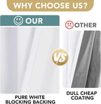 H.VERSAILTEX 100% Blackout Curtains for Bedroom Thermal Insulated Linen Textured Curtains Heat and Full Light Blocking Drapes Living Room Curtains 2 Panel Sets, 42x84 - Inch, Pure White