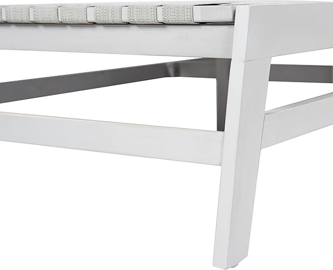 Christopher Knight Home Susua Rope Chaise Lounge with Acacia Wood Frame, Adjustable Backrest Single Lounge Sofa, Patio Sun Lounger Recliner Chair for Poolside Backyard, Gray + Light Gray