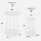 Best Choice Products 3-Piece Patio Dining Set, Bar Height, Outdoor Bistro Set, Outdoor Round Bar Table w/ 2 Bar Stools, Steel - White