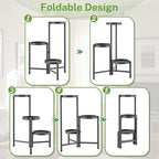 iDavosic.ly Plant Stand Indoor Outdoor, 3 Tier Corner Metal Flower Display Holder Shelf, Easy Assembly Folding Tall Orchid Rack for Patio Balcony Porch Garden Living Room House, Black