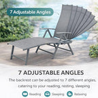 Kozyard Aluminum Outdoor Chaise Lounge Chair, Adjustable Reclining Patio Lounge with Drink Holder, Weather-Resistant Pool, Deck & Yard Recliner,Assemble-Free, Gray (Gray)