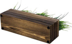 MyGift 14 Inch Artificial Green Grass Plant in Rustic Burnt Solid Wood Rectangular Crate Style Planter Box, Indoor Decor Faux Greenery in Decorative Wooden Container