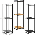 3-Tier Plant Stand Indoor, 45" Tall Modern Plant Shelf Corner Flower Pot Holder Organizer for Living Room Balcony Garden, Oak Grey