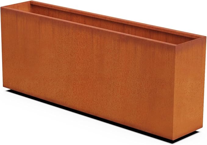 Plantercraft Large Rectangular Planters for Outdoor Plants 60x12x24 | Extra Large Corten Steel Planters for Patio Privacy & Garden | Large Outdoor Planter Box
