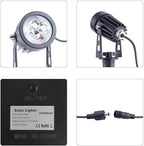 APONUO Metal Solar Spot Lights Outdoor with 9.8ft Cable Solar Powered Landscape Lighting Low Voltage IP65 Waterproof Auto On/Off for Outside Garden Yard Landscape Pathway Garage-Warm White(4-in-1)