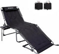 KingCamp Oversize Lounge Chair Outdoor, Extra Large Padded Folding 5 Positions Chaise Tanning Chairs with Pillow & Side Table for Outside Sunbathing Beach Patio Pool Camping (Black)
