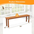 Patio Wood Bench, 59-Inch Backless Natural Slat Seat