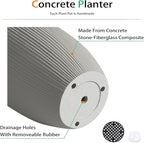 Tall Planters for Outdoor Plants, Large Concrete Flower Pots for Garden Front Porch, Patio, Indoor (Vertical Gray)