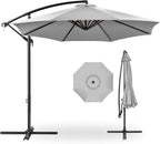 Best Choice Products 10ft Offset Cantilever Hanging Market Patio Umbrella, 8 Sturdy Ribs, Easy Adjustment - Fog Gray