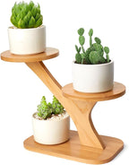 XXXFLOWER Wood Plant Stand for Indoor,Small Desktop Plant Stand,3 Tier Succulent Windowsill Shelf Holders for Balcony Home Office Garden Patio Gift（Pots NOT Included）