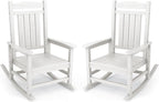 KINGYES Oversized Patio Rocking Chair Set of 2, High Density Polyethylene Outdoor Rocking Chairs with 330lbs Support for Adults, White