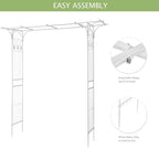 VINGLI Garden Arbor, Arch Archway for Wedding Ceremony Party, Steel Garden Trellis for Plant Climbing, Christmas Garden Decorations Pergola for Garden, Backyard, Lawn (White)