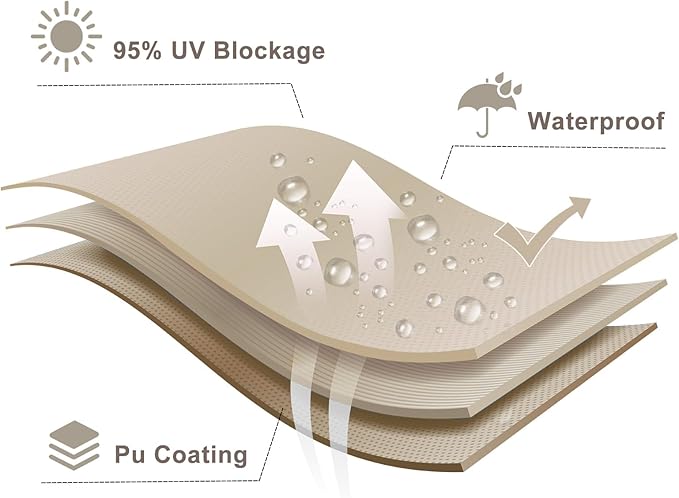 LOVE STORY Rectangle 10'x16' Waterproof Sun Shade Sail Canopy UV Block for Outdoor Patio Backyard Carport,Taupe(We Make Custom Size)