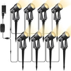 Svater Landscape Lighting Outdoor, 8 Pack Low Voltage Spotlights with Transformer, Plug in LED Spot Lights for Pathyway, Backyard, House,3000K Warm White, Super Bright 3W 250Lumem, Black