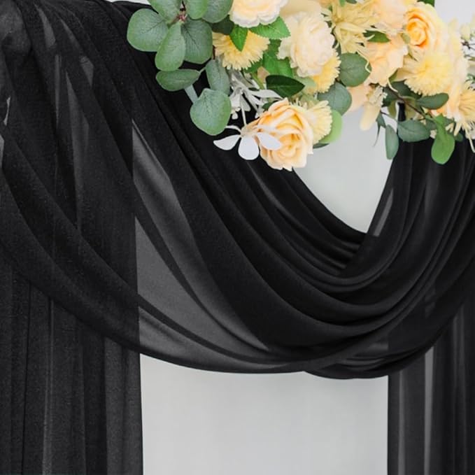 Outdoor Curtains Black Sheer Chiffon Arch Drape 29 x 236 Inch