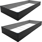 12×4×1FT(2PCS) Galvanized Raised Garden Bed Kit,Metal Planter Boxes,Large Outdoor Planters Garden for Planting Vegetables,Flowers,Herbs -Black