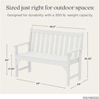 POLYWOOD GNB48WH Vineyard 48" Bench, White